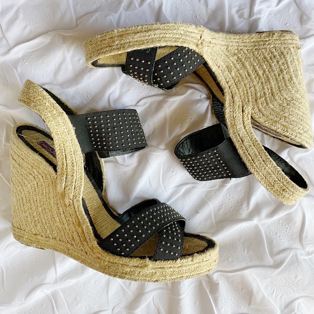 Studded espadrille wedges